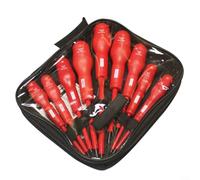 Alanmoship Lot de 9 tournevis isolés 1000 V fendus pour outils d'électricien Phillips en acier rouge magnétique pour travaux de réparation haute tension