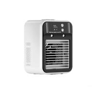Alanmoship Mini ventilateur de climatisation portable avec humidificateur, ventilateur de refroidissement personnel de bureau, 2 vitesses, batterie 3000 mAh, 25 W, faible bruit, pour bureau et maison
