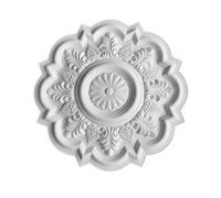 Alanmoship Panneau de plafonnier rond en polyuréthane blanc - Moulure décorative pour installation murale ou plafond - Décoration moderne à peindre pour salon, sous-sol ou pièce humide - 48 cm