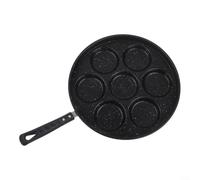 Alanmoship Poêle à crêpes en fonte avec 7 emplacements pour mini poffertjes ou takoyaki, diamètre 20,5 cm, convient pour gaz, électrique, induction, four et grill