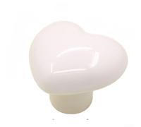 Alanmoship Poignée de meuble de poterie en forme de cœur avec disque adhésif sans perçage, bouton de tiroir en cuivre pour armoires, portes ou meubles en plusieurs couleurs, une seule pièce (blanc)