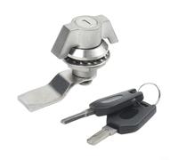 Alanmoship Serrure à came pour armoire de distribution, serrure cylindrique en alliage de zinc avec 2 clés pour rack de serveur réseau et équipement de machines industrielles, noir (argent brossé)