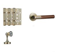 Alanmoship Serrure de porte en alliage de zinc avec poignée en bois de noyer, intérieur de style chinois pour portes intérieures en bois, fonctionnement silencieux, design moderne du milieu du siècle