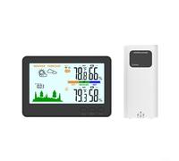 Alanmoship Station météo sans fil avec écran couleur LCD pour intérieur et extérieur, thermomètre, hygromètre, moniteur de température, humidité, baromètre, prévisions (noir)
