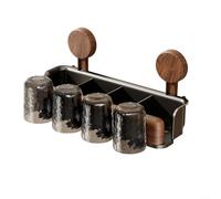 Alanmoship Support de brosse à dents à ventouse et étagère de rangement pour salle de bain avec cintre pour sèche-cheveux, étanche en bois-plastique composite et acier au carbone pour surfaces en