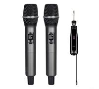 Alanmoship Système de microphone sans fil 2,4 G avec récepteur rechargeable pour karaoké, deux micros dynamiques portatifs, batterie de 10 heures, signal ultra-stable pour le chant et les réunions