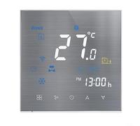 Alanmoship Thermostat numérique WiFi intelligent avec télécommande pour système de climatisation central, contrôleur de température avec écran LCD, panneau brossé argenté (WiFi)