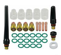 Alanmoship TIG Kit de 33 pièces pour lentilles à gaz étroites compatibles avec les torches DB SR WP 17 18 26 TIG avec verre résistant à la chaleur et joints toriques pour soudage professionnel