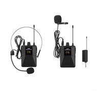Alanmoship UHF Système de microphone sans fil avec casque et lavalier, ensemble portable sans fil pour karaoké, conférence, discours, 16 canaux ABS noir (1 à drag 2)