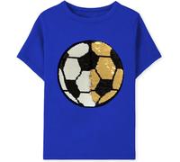 ALANTOP Petit enfant bébé garçon fille Magic Flip T-shirt à paillettes à manches courtes col rond Pull T-shirts Hauts de 2 à 8 ans, bleu, 7-8 ans