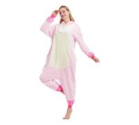 ALANTOP Pyjama unisex pour adultes, déguisement animal en une pièce, déguisement d'Halloween, cosplay, Noël, vêtements de nuit pour femmes et hommes, Fermeture Éclair rose, S