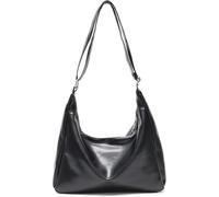 ALANTOP Sacs Hobo pour femme - Sac à main à bandoulière en cuir végétalien ultra doux, pliable et léger avec fermeture éclair pour un usage quotidien, les voyages, le travail et le shopping, Noir , 1