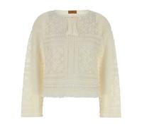 Alanui - Pull Blanc Au Crochet Kiss By The Book - Femme - Blouses et Chemises - Blanc - Taille: 42 FR