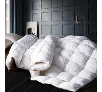 Alanzimo Couette Luxueuse 50% Duvet d'oie Blanche pour Toutes Les Saisons - Chaleur Moyenne Ultra Douce à Facteur de gonflement de 750 - Boîte à déflecteurs à 8 languettes - 228,6 x 228,6 cm - Plis