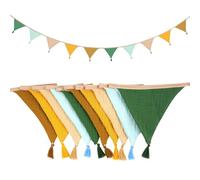 Alaoo 2.6 Mètres Guirlande Fanions Drapeaux Triangle Bannière, Guirlande Fanions Toile de Jute, Fanions Guirlande, DéCoration Chambre Chambre BéBé à Suspendre pour Anniversaire Festivals Décor