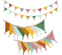 Alaoo 2.6 Mètres Guirlande Fanions Drapeaux Triangle Bannière, Guirlande Fanions Toile de Jute, Fanions Guirlande, DéCoration Chambre Chambre BéBé à Suspendre pour Anniversaire Festivals Décor