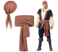 Alaoo 5 Pièces Ensemble d'Accessoires de Costume de Pirate, Bandana de Pirate, Ceinture, Collier, Bague, Cache-Œil, Accessoires de Costume de Pirates Pour Costume de Carnaval d'Halloween