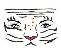 Alaoo Autocollant Visage,Impermeable Tatouages Temporaires pour Maquillage Festival,Visage Tatouage Temporaire Cadea Décoration De Fête pour Filles et Femmes,Etanche Tatouage Paillettes,Tigre