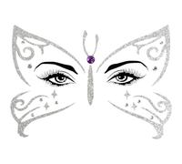 Alaoo Autocollant Visage,Impermeable Tatouages Temporaires pour Maquillage Festival,Visage Tatouage Temporaire Cadea Décoration De Fête pour Filles et Femmes,Etanche Tatouage Paillettes,Papillon