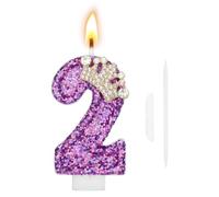 Alaoo Bougies d'anniversaire 2 Ans pour Filles, 3D Bougies Couronne, B | Bougies d'anniversaire Numéro, Bougies Gâteau Topper Decoration, Bougie Scintillante pour Les Enfants Adultes