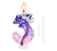 Alaoo Bougies d'anniversaire 3 Ans pour Filles, 3D Bougies Couronne, A | Bougies d'anniversaire Numéro, Bougies Gâteau Topper Decoration, Bougie Scintillante pour Les Enfants Adultes