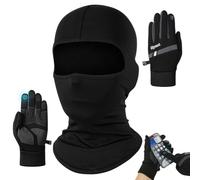 Alaoo Cagoule Chaude Hiver Coupe-Vent, Casquette Noire Cagoule, Masque sans Visage avec Gants, Masque Respirant Élastique pour Noël Carnaval Fête Ski Motocyclisme Cyclisme,2 pièces