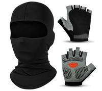 Alaoo Casquette Noire Cagoule, Masque Sans Visage avec Gants, Masque Respirant Élastique, Masque Noir Deguisement pour Halloween Mascarade Carnaval Fête Cosplay Ski Motocyclisme Cyclisme,2 pièces,XL