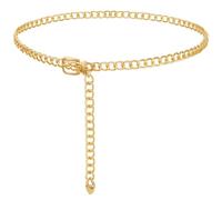 Alaoo Ceinture éLastique Fine pour Femme, Ceinture éLéGante en or Fin, Ceinture Fine en MéTal, Taille en MéTal Ceinture de ChaîNe RéGlable, Ceinture HabilléE pour Femme Mode Ceinture
