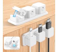 Alaoo Clips Câble Organisateur Bureau, 6 Pcs Organisateurs de Câbles Magnétiques avec 2 Pcs Base Fixe, Range Câbles Silicone Fixe pour Câbles de Chargeur/Souris/Écouteur/Ustensiles de Cuisine, Blanc