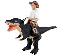 Alaoo Costume Gonflable de Dinosaure Camouflage, Costume Dinosaure Adulte(Chapeau Inclus), Costume Gonflable Raptor, pour Fête d'halloween, Fête de Noël, Cosplay Unisexe, Adulte-Noir