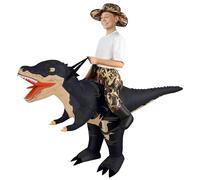 Alaoo Costume Gonflable de Dinosaure Camouflage, Costume Dinosaure Adulte(Chapeau Inclus), Costume Gonflable Raptor, pour Fête d'halloween, Fête de Noël, Cosplay Unisexe, Enfant-Noir