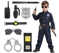 Alaoo Générique Deguisement Accessoires Policier Enfant, 9PCS Accessoires de je Costume de police Pour Garçon, Halloween, Carnaval, Cosplay, fête sur le thème