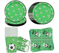 Alaoo Juego Vajilla Fiesta Fútbol,60 Vajilla Fiesta Cumpleaños Infantil,Vajilla de Fútbol Con Platos,Vasos,Servilletas Para Cumpleaños Decoración Para Fiestas Cumpleaños Fiestas Cumpleaños Infantiles