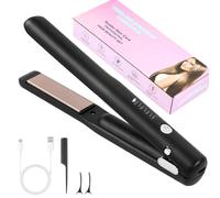 Alaoo Lisseur Cheveux Sans Fil,2 en 1 Céramique Lisseur Boucleur Cheveux 4 Température,Température Réglable 140°C-200°C,Lisseur Boucleur pour Femme Vacances, Voyages, Camping Styling,Noir