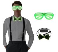 Alaoo Lot de 2 Lunettes Lumineuses à nœud papillon lumineux, Lunettes LED pour Fête Glowing Set pour Fête de Noël Anniversaire Carnaval Rave Soirée Disco Festival Fête Décorations,Vert
