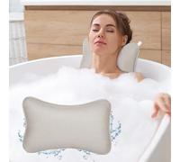Alaoo Oreiller de Bain, Oreiller de Bain pour Baignoire Oreiller de Bain Ergonomique 3D avec 6 Ventouses Antidérapantes et 1 Boule de Bain, Coussin Baignoire pour Relaxation Optimale du Cou, Gris(A)