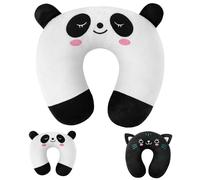 Alaoo Oreiller de Voyage Enfant Adulte, Coussin de Cou Formé en U Coussin de Voyage Ultra-Doux Animal Mignon,Oreiller Pratiques et Portables en Forme de U pour Voyage, Avion,Train, Bureau,Panda Blanc