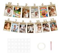 Alaoo Photo Bannières Décorations d'anniversaire, BéBé Guirlande Anniversaire 1 A 12 Mois Papier Kraft, Guirlande Photo Anniversaire Premier Anniversaires Banderole Fille Garcon Party Décor Papier