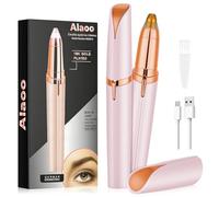 Alaoo Tondeuse à sourcils pour femme, rechargeable et portable, sans douleur, rasoir électrique pour sourcils, visage, joues, lèvres, peluches, champagne doré，Rose