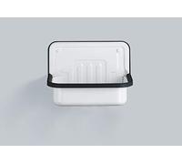 Alape Évier en acier émaillé, lavabo pour cave et buanderie, blanc avec bordure en plastique noir, sans trou de robinet, sans trop-plein, L/H/P 50,5/36/33 cm