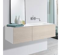 Alape WP.Folio10 Plan de toilette, 1254x350x450mm, meuble sous-lavabo 2 tiroirs, lavabo sans trou pour robinet, 5159516000, Couleur: Décor bois chêne brossé