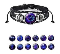 Alapek Bracelet signe du zodiaque esprit, bracelet de manifestation, bracelet de manifestation sereine, multicouche réglable douze bracelets en cuir constellation du zodiaque, 7 +3 inch / 18 + 7 cm
