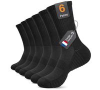 Alaplus Chaussettes Homme femme Sport Hautes Antidérapantes, Respirantes pour Randonnée, 6 Paires, Tailles (FR/ES, Numérique, 47, 50, Taille normale, Taille normale, CL02-Noir)