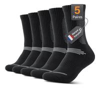 Alaplus Chaussettes Homme femme Sport Hautes Antidérapantes, Respirantes pour Randonnée, 6 Paires, Tailles (FR/ES, Numérique, 39, 42, Taille normale, Taille normale, CL04-Noir)