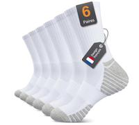 Alaplus Chaussettes Homme femme Sport Hautes Antidérapantes, Respirantes pour Randonnée, 6 Paires, Tailles (FR/ES, Numérique, 39, 42, Taille normale, Taille normale, CL01-blanc)