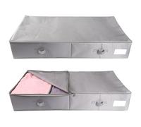 ALARA'S Lot de 2 boîtes de rangement sous le lit 100 L avec couvercle 100 x 50 x 18 cm - Tissu Oxford 600D durable avec fermeture éclair sécurisée - Séparateurs pliables et réglables - Sac de