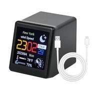 Alarm Clock Desktop Decoration, Wifi-Enabled Smart Digital Weather Station, 3.5x4.8x4cm/1.38x1.89x1.57 Inches Desktop Weather Forecast, Yellow, Black, White, Abs+electronic