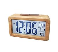 Alarm Clock Digital Alarm Clock Wooden Time Display Electronic Clocks Battery Operated with Sensor Backlight for Bedroom Bedside