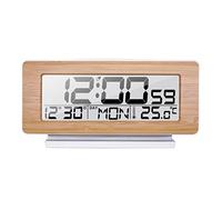 Alarm Clock Multi-Function Electronic Digital Alarm Clock Time Calendar Snooze LED Table Desk Clocks Modern Design (Color : Natural)
