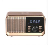 Alarm Clock Radio with Fast Wireless Charging,Bluetooth 5.3/FM Radio/USB Port/TF Card/Aux in,8W Ste